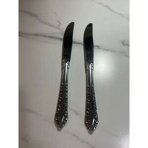 Northland Stainless Japan Spring Rose Dinner Knives Set of 2 Floral Flatware